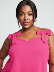 Yours Curve Pink Limited Collection Curve Bow Detail Cami Top - Image 4 of 5