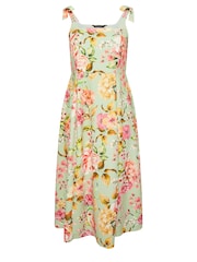 Yours Curve Green LIMITED COLLECTION Curve Blue Floral Print Bow Strap Midaxi Dress - Image 5 of 5