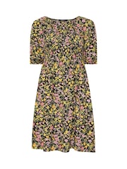 Yours Curve Black Shirred Boho Dress - Image 4 of 4