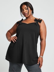 Yours Curve Black Limited Collection Curve Bow Detail Cami Top - Image 1 of 5