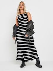 Yours Curve Denim Black Sleeveless Ribbed Swing Maxi Dress - Image 1 of 5
