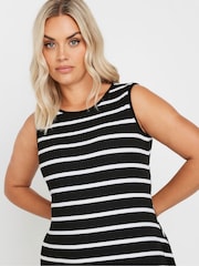 Yours Curve Denim Black Sleeveless Ribbed Swing Maxi Dress - Image 4 of 5