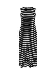 Yours Curve Denim Black Sleeveless Ribbed Swing Maxi Dress - Image 5 of 5