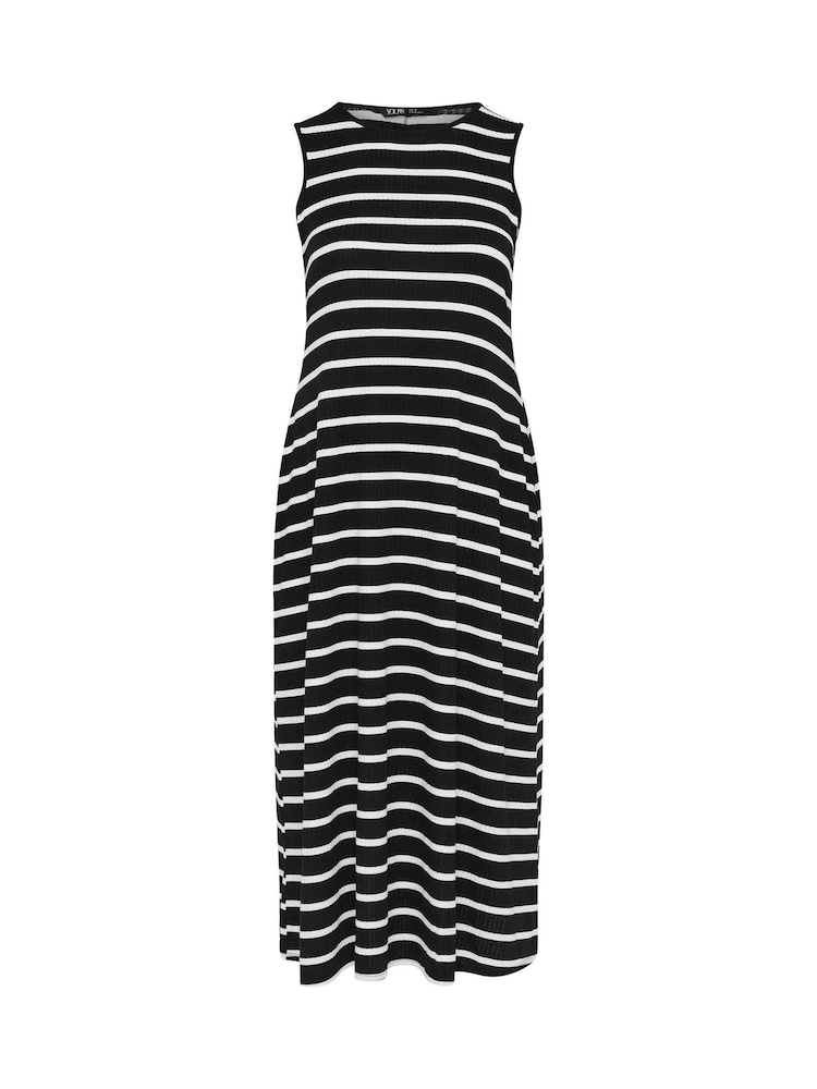 Yours Curve Denim Black Sleeveless Ribbed Swing Maxi Dress - Image 5 of 5