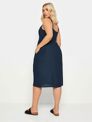 Yours Curve Navy Blue 100% Cotton Strappy Sundress - Image 3 of 5