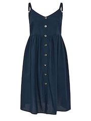 Yours Curve Navy Blue 100% Cotton Strappy Sundress - Image 5 of 5
