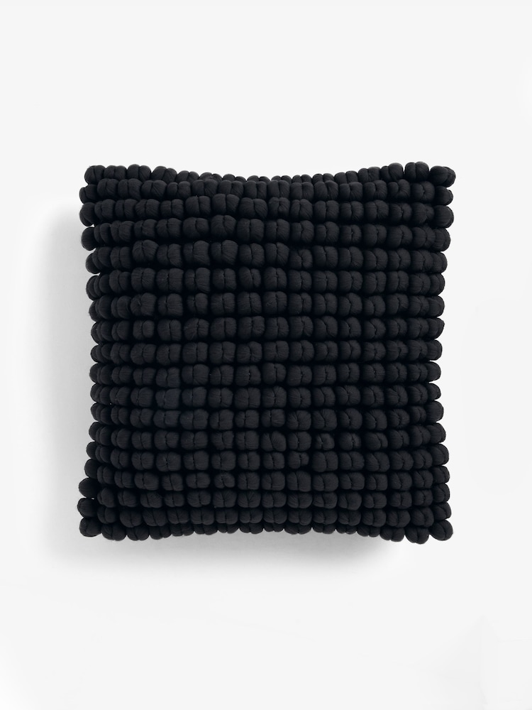 Black 43 x 43cm Global Bobble 100% Cotton Cushion - Image 4 of 6