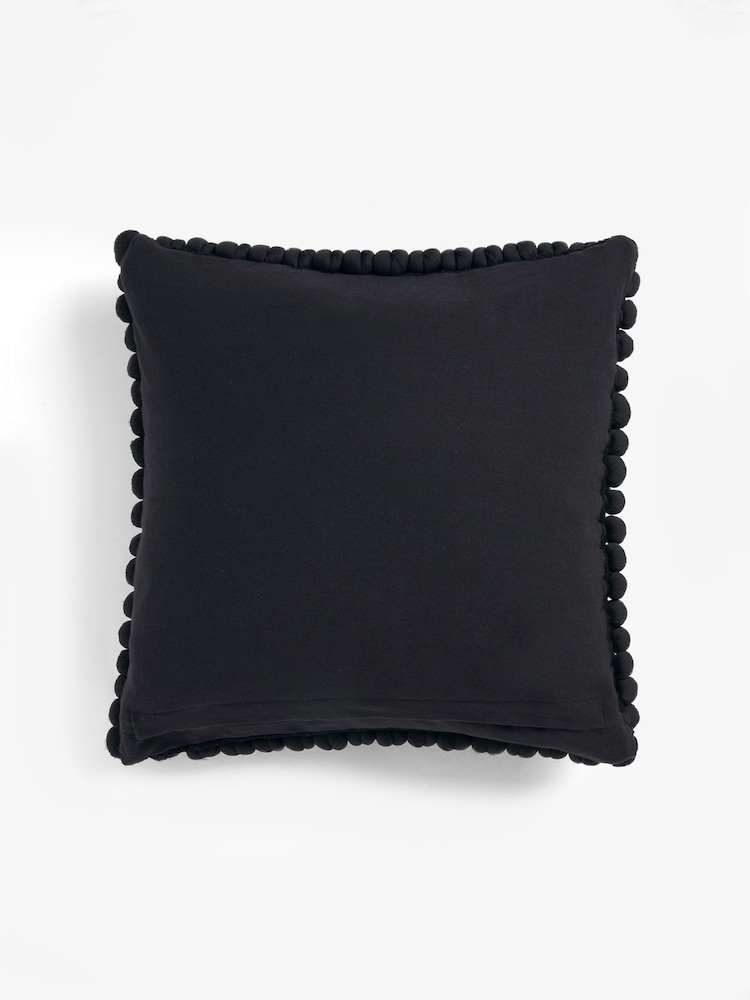 Black 43 x 43cm Global Bobble 100% Cotton Cushion - Image 5 of 6