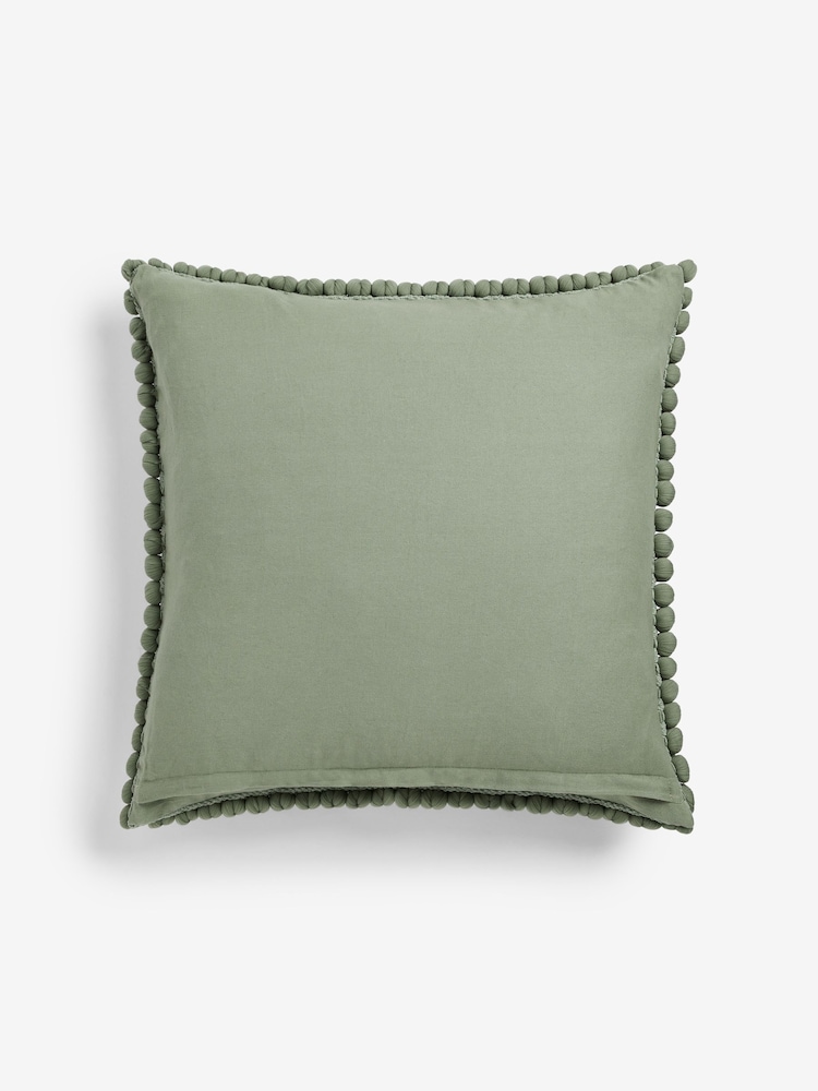 Sage Green 59 x 59cm Global Bobble 100% Cotton Cushion - Image 3 of 4