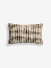 Greige 40 x 59cm Global Bobble 100% Cotton Cushion - Image 2 of 4