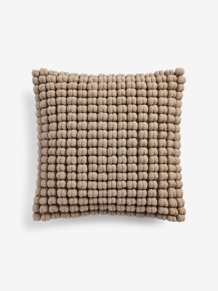 Greige 43 x 43cm Global Bobble 100% Cotton Cushion - Image 3 of 5