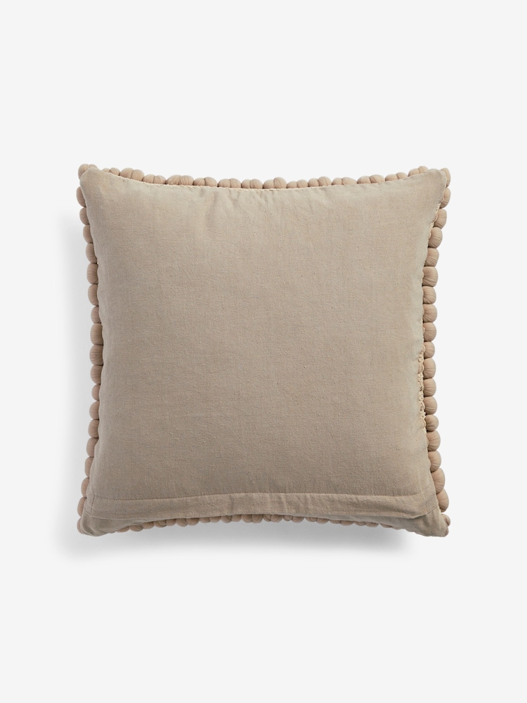 Greige 43 x 43cm Global Bobble 100% Cotton Cushion - Image 4 of 5