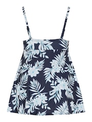 Yours Curve Blue Floral Halo Tab Front Bandeau Swimdress - Image 6 of 6