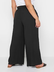Yours Curve Black Abstract Print Crinkle Drawstring Trousers - Image 3 of 5