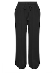 Yours Curve Black Abstract Print Crinkle Drawstring Trousers - Image 5 of 5
