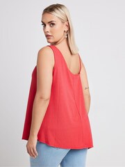 Yours Curve Red Limited Collection Metal Trim Ribbed Vest Top - Image 3 of 5