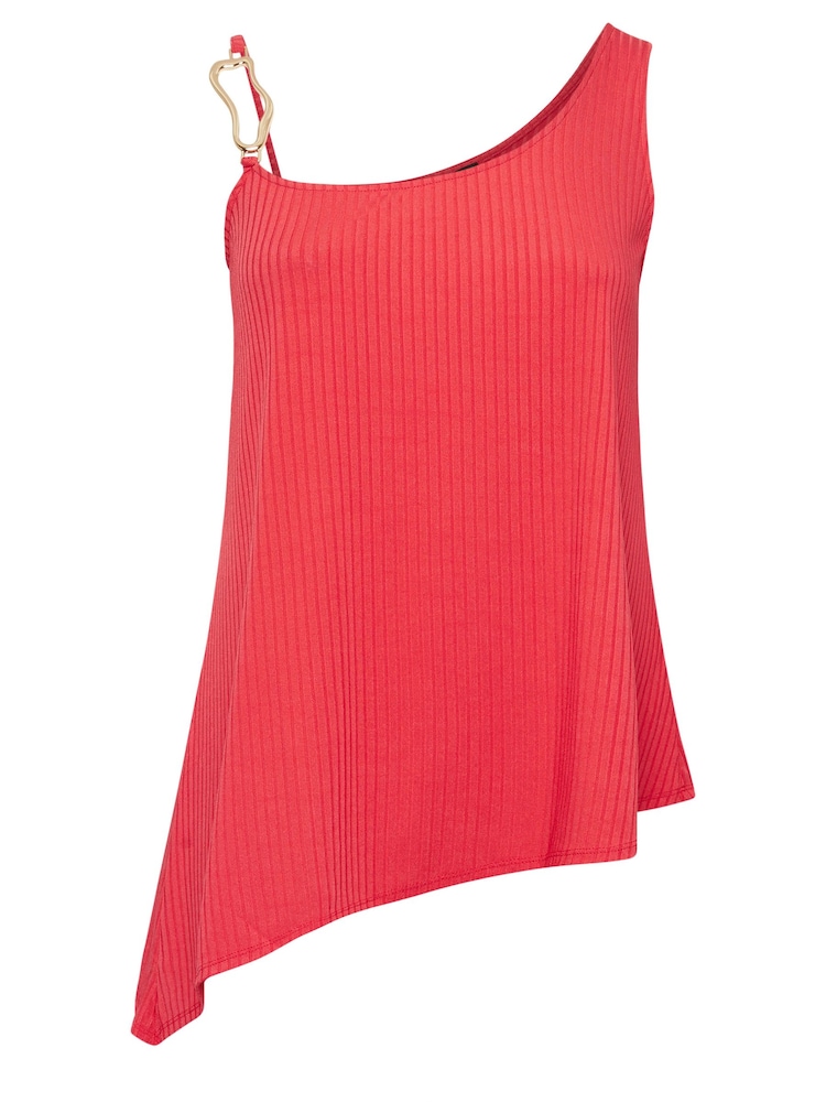Rojo - Yours Curve Limited Collection Metal Trim Ribbed Vest Top - Imagen 5 de 5 Rojo - Yours Curve Limited Collection Metal Trim Ribbed Vest Top - Imagen 5 de 5