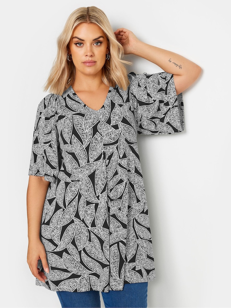 Musta - Yours Curve Angel Sleeve Pleat Swing T-paita - Kuva 1 / 5