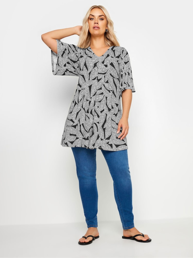 Musta - Yours Curve Angel Sleeve Pleat Swing T-paita - Kuva 2 / 5