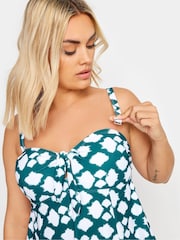 Yours Curve Green Knot Front Bandeau Swimdress - Image 4 of 6