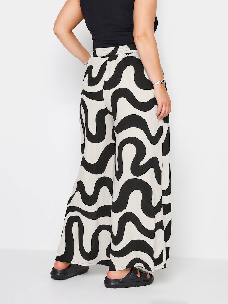 Wit - Yours Curve - Gekreukte broek met abstracte print en trekkoord - Image 5 of 6