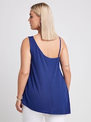 Yours Curve Blue Limited Collection Metal Trim Ribbed Vest Top - Image 4 of 6