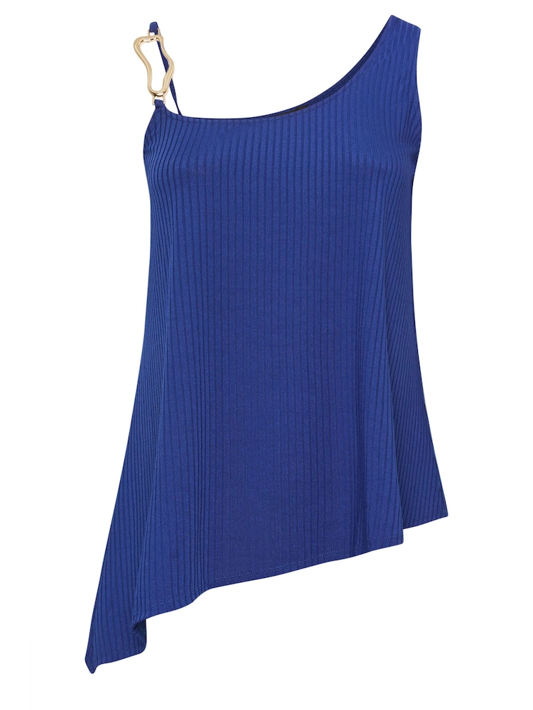 Blau - Yours Curve Limited Collection Metal Trim Ribbed Vest Top - Bild 6 von 6 Blau - Yours Curve Limited Collection Metal Trim Ribbed Vest Top - Bild 6 von 6