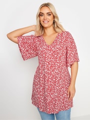 Vaaleanpunainen - Yours Curve Angel Sleeve Pleat Swing T-paita - Kuva 1 / 5