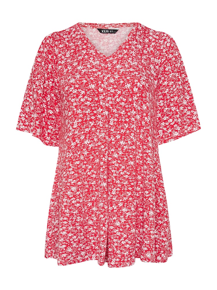 Vaaleanpunainen - Yours Curve Angel Sleeve Pleat Swing T-paita - Kuva 5 / 5