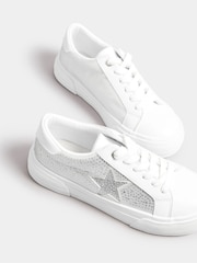 Yours Curve White Extra Wide Fit Diamante Trainers - Image 2 of 5