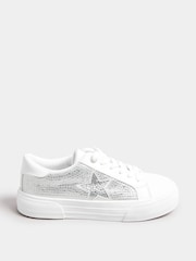 Yours Curve White Extra Wide Fit Diamante Trainers - Image 3 of 5