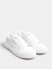 Yours Curve White Extra Wide Fit Diamante Trainers - Image 4 of 5