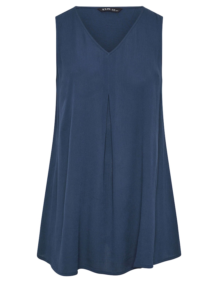 Yours Curve Blue Pleated Front Vest - Image 5 of 5 Yours Curve Blue Pleated Front Vest - Image 5 of 5