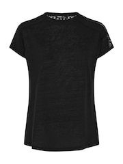 Yours Curve Black Crochet Detail Linen T-Shirt - Image 5 of 5