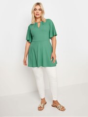 Yours Curve Green YOURS Curve Green Metal Trim Peplum Top - Image 2 of 5