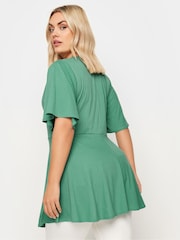 Yours Curve Green YOURS Curve Green Metal Trim Peplum Top - Image 3 of 5