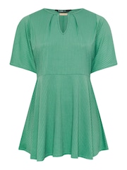 Yours Curve Green YOURS Curve Green Metal Trim Peplum Top - Image 5 of 5