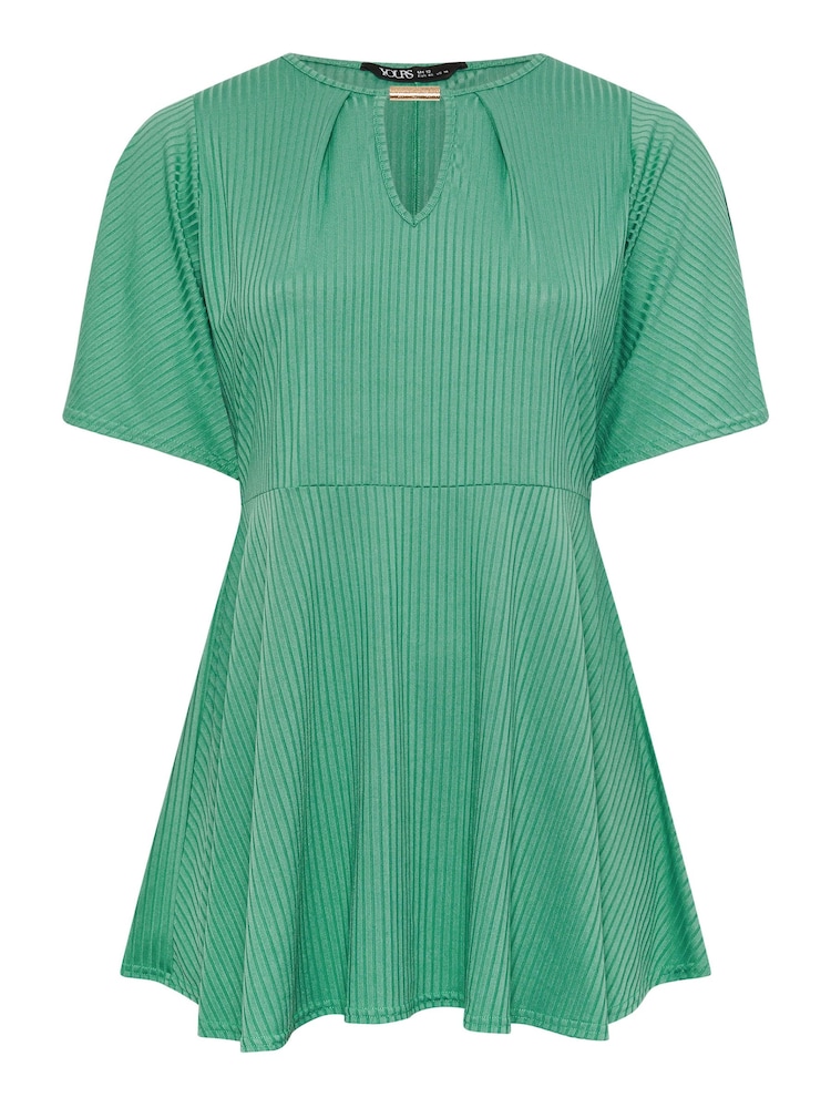 Yours Curve Green YOURS Curve Green Metal Trim Peplum Top - Image 5 of 5