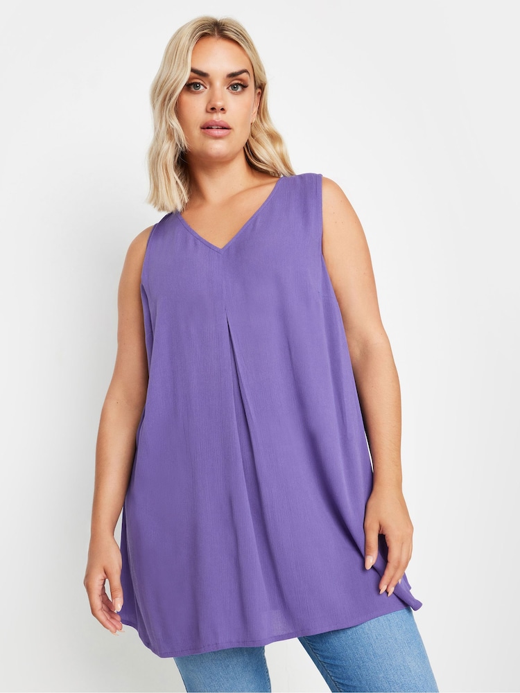 Yours Curve Purple Pleated Front Vest - Image 1 of 5 Yours Curve Purple Pleated Front Vest - Image 1 of 5