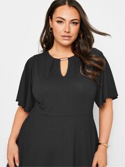 Yours Curve Black YOURS Curve Green Metal Trim Peplum Top - Image 4 of 6