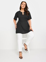 Yours Curve Black YOURS Curve Green Metal Trim Peplum Top - Image 5 of 6