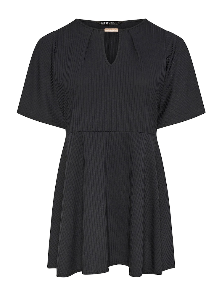 Yours Curve Black YOURS Curve Green Metal Trim Peplum Top - Image 6 of 6