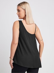 Yours Curve Black Limited Collection Metal Trim Ribbed Vest Top - Image 3 of 5