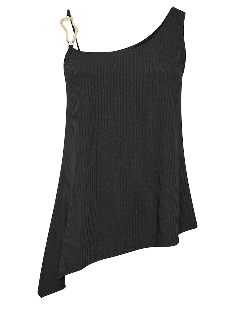 Schwarz - Yours Curve Limited Collection Metal Trim Ribbed Vest Top - Bild 5 von 5 Schwarz - Yours Curve Limited Collection Metal Trim Ribbed Vest Top - Bild 5 von 5