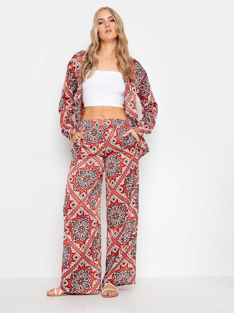 Long Tall Sally Brown Tile Satin Trousers - Image 2 of 6