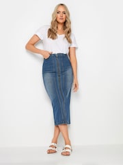 Long Tall Sally Blue 100% Cotton Zip Denim Skirt - Image 1 of 5