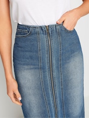 Long Tall Sally Blue 100% Cotton Zip Denim Skirt - Image 4 of 5