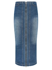 Long Tall Sally Blue 100% Cotton Zip Denim Skirt - Image 5 of 5