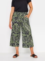 M&Co Khaki Green & Black Tropical Leaf Print Culottes - Image 2 of 6