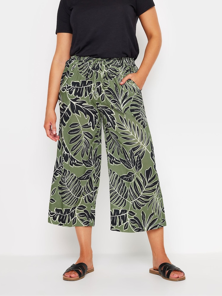 M&Co Khaki Green & Black Tropical Leaf Print Culottes - Image 2 of 6